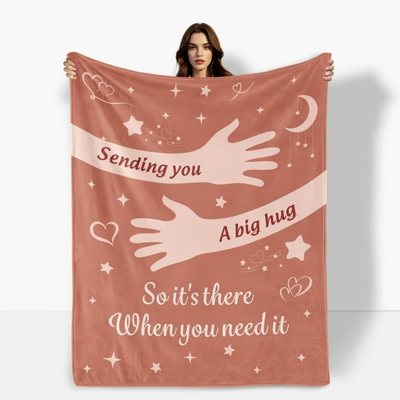 Orange Starry Fleece Blanket For Couples Featuring Heart And Arm Design Symbolizing Love And Togetherness Soft Warm Comfortable Ideal For Sofa Bed Travel Camping For Family Friends Shipped From USA