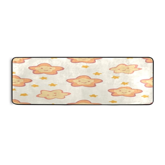 Orange Stars 72x24" Runner Rug, Non-Slip Memory Foam Cushion, Anti-Crease for Hallways and Bedrooms
