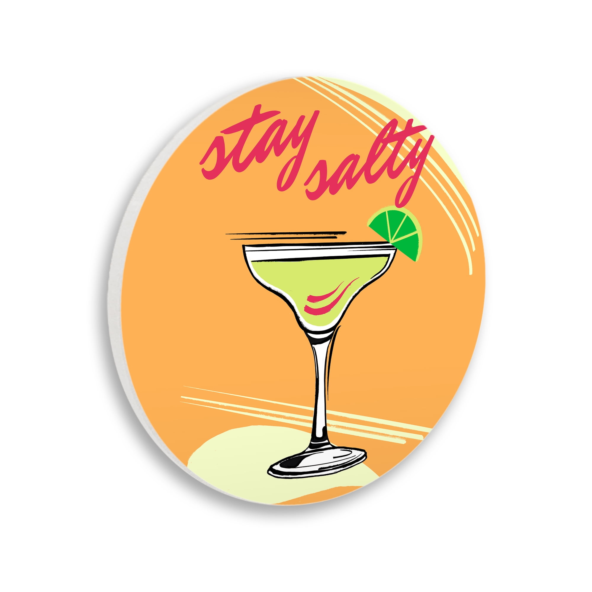 Orange Stay Salty Martini Circular Wall Plaque, design by Elizabeth Medley
