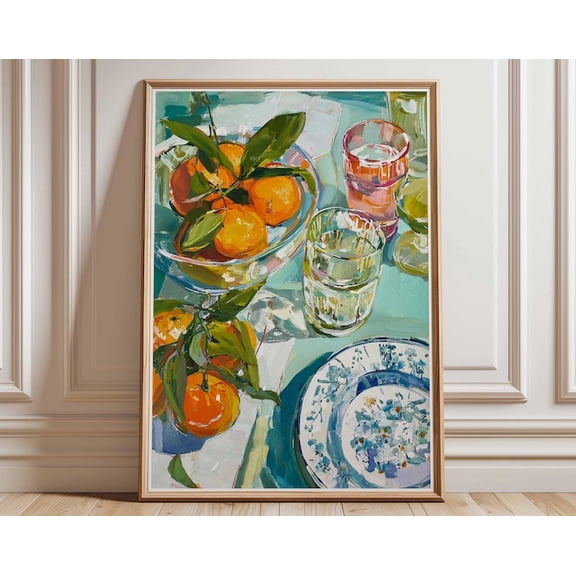 Orange Still Life Fruit Wall Art Print, Unframed Paper Poster 8x10in