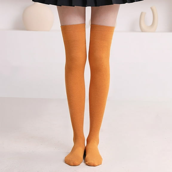 Orange Stockings 1 Pair Extra Long Solid Color Thigh High Socks Over The Knee High Boot Stockings Nylon Leg