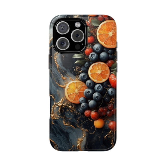 Orange Strawberry Blueberry Marble Geode Abstract Phone Case for iPhone 11 12 13 14 15 16 17 Pro Max Pixel