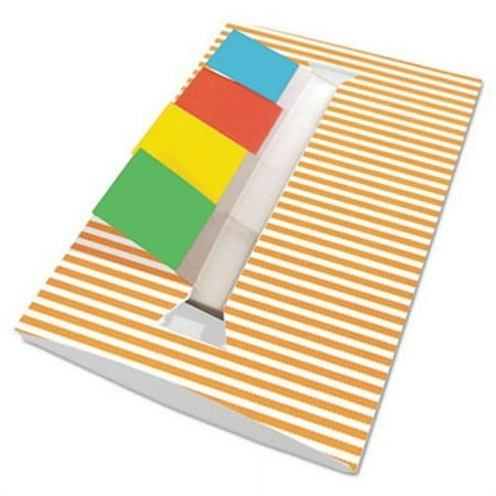 Orange Stripe Designer Pop-Up Page Flag Dispenser, 4 Pads of 35 Flags Each