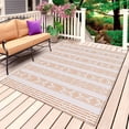 thumbnail image 1 of Orange Stripe Outdoor Rug 5x7 Ft, Non Slip Washable Area Rug, Modern Abstract Art Vertical Stripes Beige Patio Rugs Carpet Runner, Large Floor Mat for Indoor/Outdoor Deck Porch Camping, 1 of 8