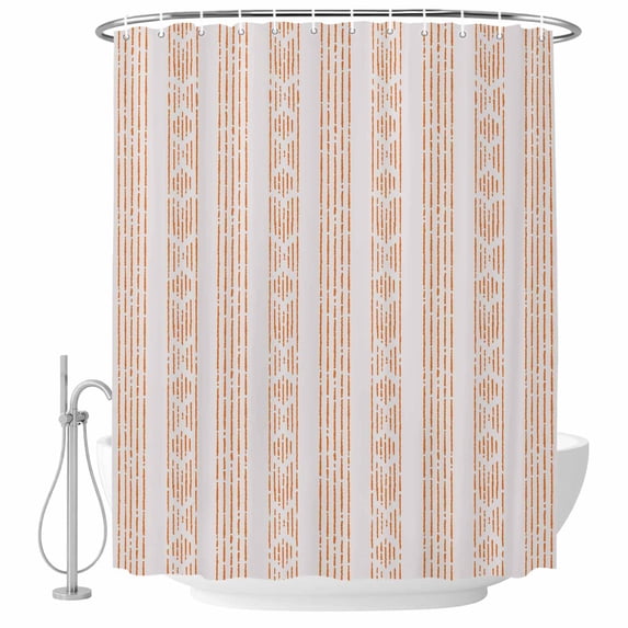 Orange Stripe Shower Curtain, Waterproof Shower Curtains for Bathroom, Modern Abstract Art Vertical Stripes Beige Washable Fabric Bathtub Curtain Set Bath Decor with 12 Hooks Stall 36"x72"