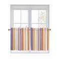 thumbnail image 1 of Orange Striped 2 Panel Kitchen Curtains for Small Windows, Farmhouse Stripes Modern Abstract Art Bathroom Tier Curtain, Short Window Treatment for Bedroom/Living Room 55"x24", 1 of 6