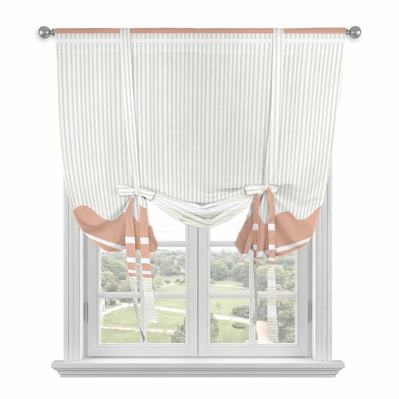 Orange Striped Balloon Curtains for Bedroom/Front Door/Bathroom, Abstract Modern Geometric Stripes Tie Up Curtains 63 Inch Length Light Filtering Kitchen Curtains Shades for Windows 46"x63"