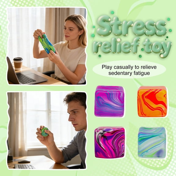 Orange Striped Cube Ball Stress Relief Fidget Striped Squishy Stress Cube Stress Relief Fidget Toys for Anxiety, Slow Rising Foam Squeeze Toys