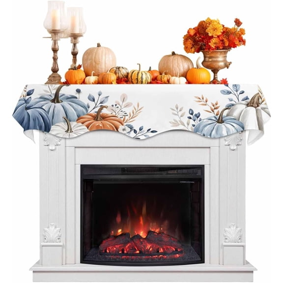 Orange Striped Mantle Scarf 78x17 Inch, Fireplace Thanksgiving Decorations Cover Runner, Modern Minimalist Vertical Stripes Art Fall Mantel Decorations Holiday Mantel Scarves