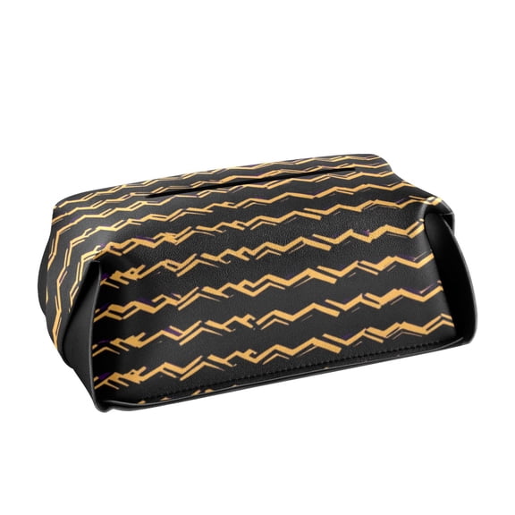Orange Striped Pattern Tissue Holders for Bathrooms Leather PVC Detachable 9.4x5.1x3.6in
