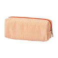 thumbnail image 1 of Orange Striped Pencil Bag, Stationery Pouch | Preppy Aesthetic Multifunctional Design That Doubles As A Cosmetic Makeup Pouch or Travel Storage Bag, 1 of 9