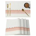 thumbnail image 1 of Orange Striped Placemats Set of 6, Abstract Modern Geometric Stripes Placemats for Dining Table, Place Mats for Kitchen Tabletop, Waterproof Wipeable Dining Table Mats Set, 1 of 9