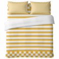 Chequerboard Border Orange Stripes 4 Piece Bedding Set, Mustard Yellow Striped Checkerboard ...
