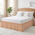 Chequerboard Border Orange Stripes Bed Skirt Queen Size 18 Inch Drop, Amber Striped ...