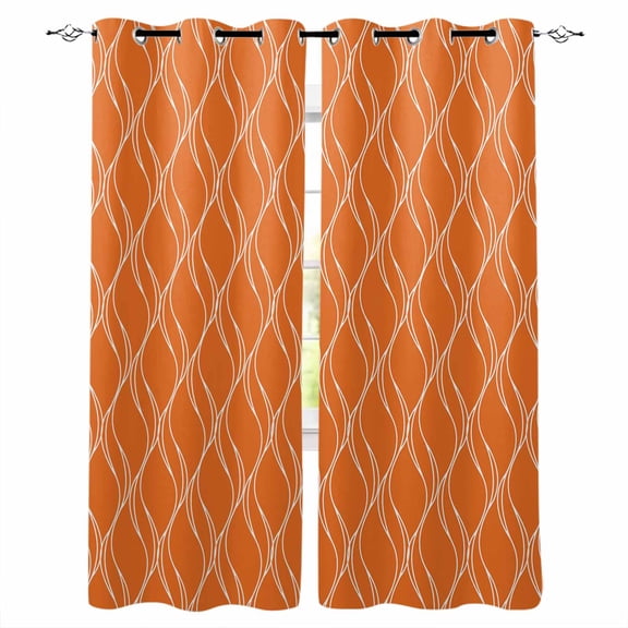 Orange Stripes Blackout Curtains 96 Inches Long, Simple Geometric Modern Monochrome Thermal Insulated Black Out Curtains, Darkening Window Curtain Drapes for Bedroom Living Room 52"x96" 2 Panels