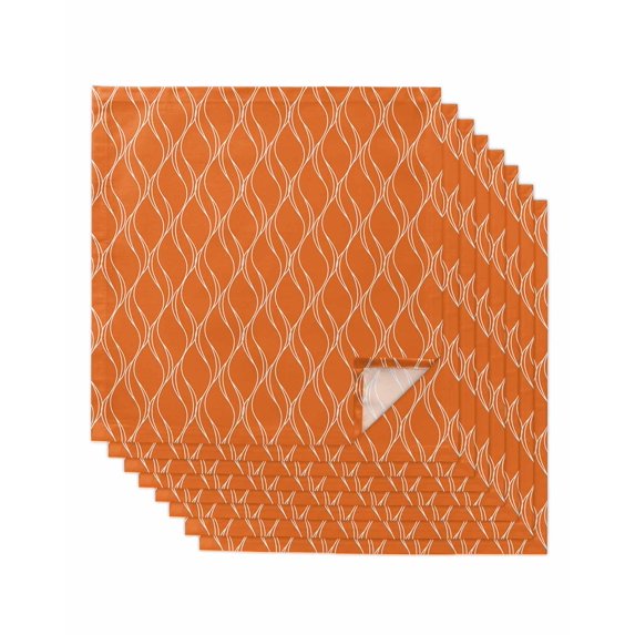Orange Stripes Cloth Napkins Set of 8 Reusable Dinner Napkins, Simple Geometric Modern Monochrome Cocktail Napkin Washable Table Napkins for Wedding/Holiday Party/Baby Shower 20"x20"