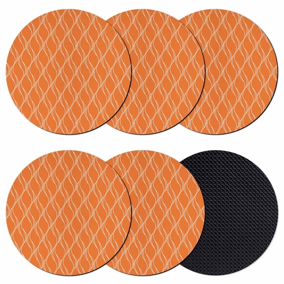Orange Stripes Coasters Set of 6, Absorbent Coasters for Drinks, Simple Geometric Modern Monochrome Coaster for Desk Coffee Table Protection, Home Decor House Warming Gifts 4"