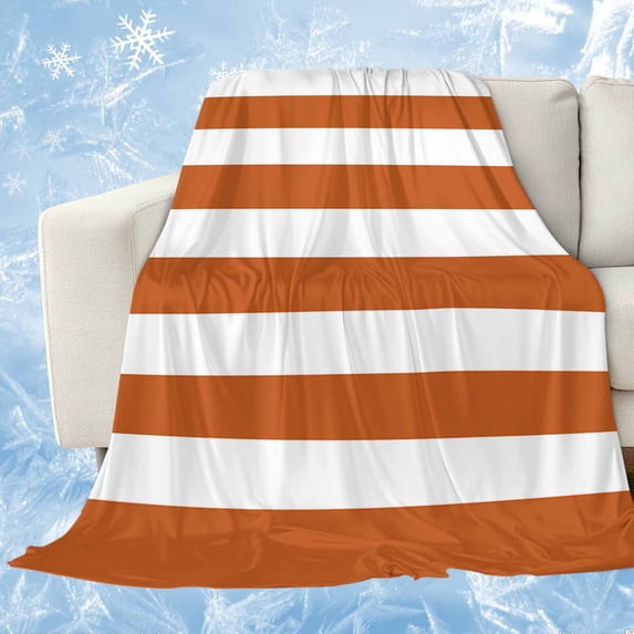 Orange Stripes Cooling Blanket, Lightweight Breathable Summer Throw Blanket with Double Sided Cold Effect, Simple Orange White Texture Picnic Beach Blankets Bed Sheet for Hot Sleepers 40"x60"