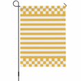 Chequerboard Border Orange Stripes Garden Flag 12 x 18 Inches, Mustard Yellow Striped ...