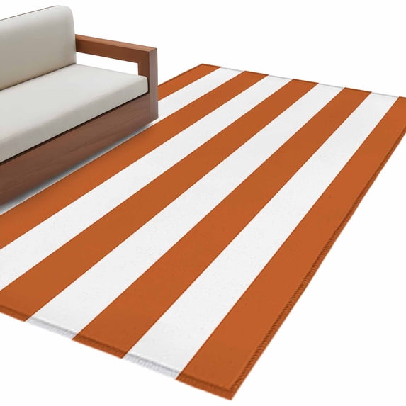 Orange Stripes Large Area Rugs for Bedroom Living Room, Soft Non Slip Carpet Bedside Rug, Simple Orange White Texture Rectangular Floor Cover Kitchen Accent Rug 2.7'x5' for Dining Room/Office