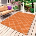 thumbnail image 1 of Orange Stripes Outdoor Rug for Patio/Deck/Porch, Non-Slip Large Area Rug 3 x 5 Ft, Simple Geometric Modern Monochrome Indoor Outdoor Rugs Washable Area Rugs, Reversible Camping Rug Carpet Runner, 1 of 8