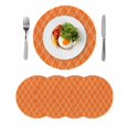 thumbnail image 1 of Orange Stripes Round 15 Inch Placemats Set of 4, Simple Geometric Modern Monochrome HeatResistant Non Slip Place Mats for Dining Table, Wipeable Braided Kitchen Table Mats for Housewarming, 1 of 9