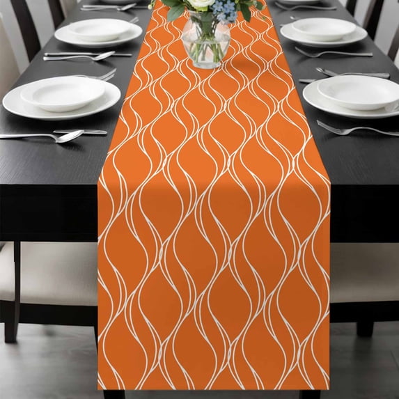 Orange Stripes Table Runner 72 Inches Long, Simple Geometric Modern Monochrome Kitchen Coffee Dining Table Decoration for Home Party Birthday Wedding Home Decor 16x72 Inches