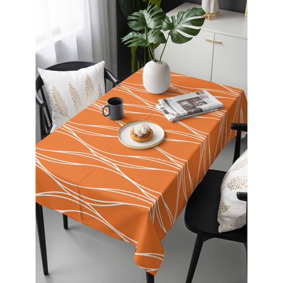 Orange Stripes Tablecloth Rectangle Table Cloths 54x108, Waterproof Tablecloth Outdoor Table Cloth, Simple Geometric Modern Monochrome Washable Table Cover for Kitchen Dinning Party
