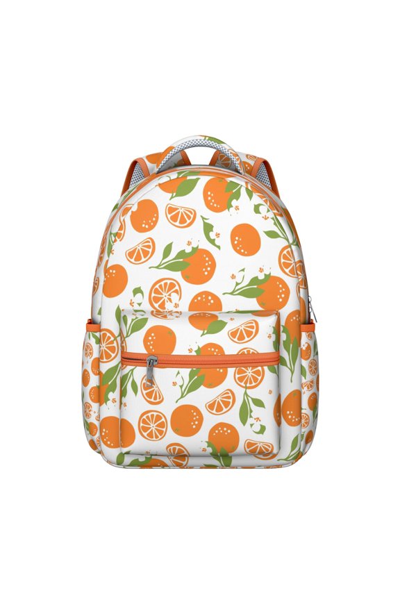 Orange Students Backpack Oranges Fruit Fresh Summer Cute Sweet School Bag with Pattern Print Design, Lightweight and Durable for Students