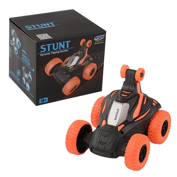 Orange Stunt Electric Dumper Truck Toy With Music Lights 360 Rotation Rolling Kids Fun Play