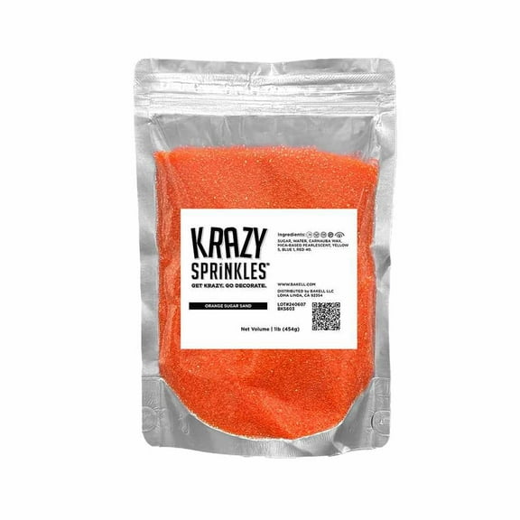 Orange Sugar Sand (1 pound) Candy Decor for Cakes, Ice Cream & Cookies by Krazy Sprinkles