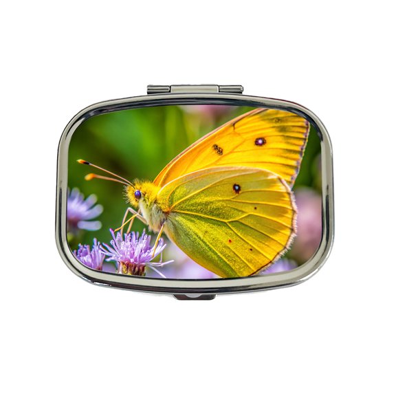 Orange Sulphur Butterfly Small Travel Handbag Pill Box Case