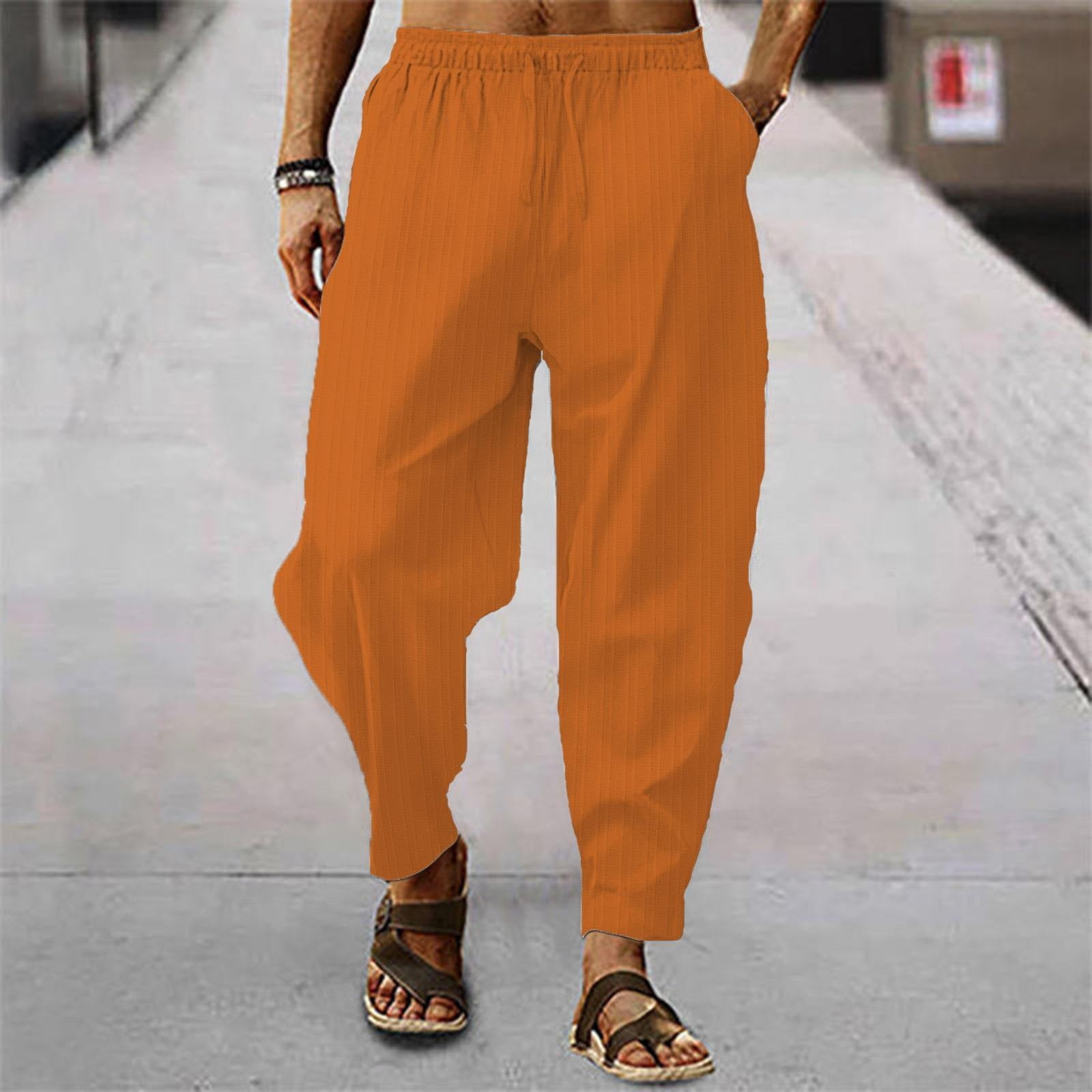 Black Mens Casual Stretch Pants, Cotton Summer Pants for Men