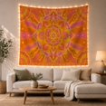 thumbnail image 1 of Orange Sunburst Mandala on Pink Wavy Background, Joyful Boho for Meditation Enthusiasts, Mandala Wall Art, Housewarming Gift, Tapestry Wall Hanging for Bedroom and Dorm, 1 of 7
