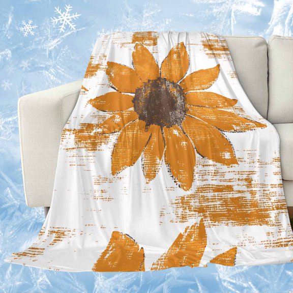 Orange Sunflower Cooling Blanket, Lightweight Breathable Summer Throw Blanket with Double Sided Cold Effect, Spring Summer Botanical Flowers Picnic Beach Blankets Bed Sheet for Hot Sleepers 30"x40"