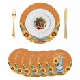 thumbnail image 1 of Orange Sunflower Gnomes Round 13 Inch Placemats Set of 6, Summer Botanical Floral HeatResistant Non Slip Place Mats for Dining Table, Wipeable Braided Kitchen Table Mats for Housewarming, 1 of 9