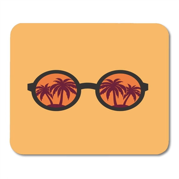 Orange Sunglasses Reflection in The Glasses of Palm Tree Mousepad Mouse Pad Mouse Mat 9x10 inch