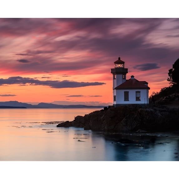 Orange Sunset At Lime Kiln Lighthouse Poster Print by Shawn/Corinne Severn