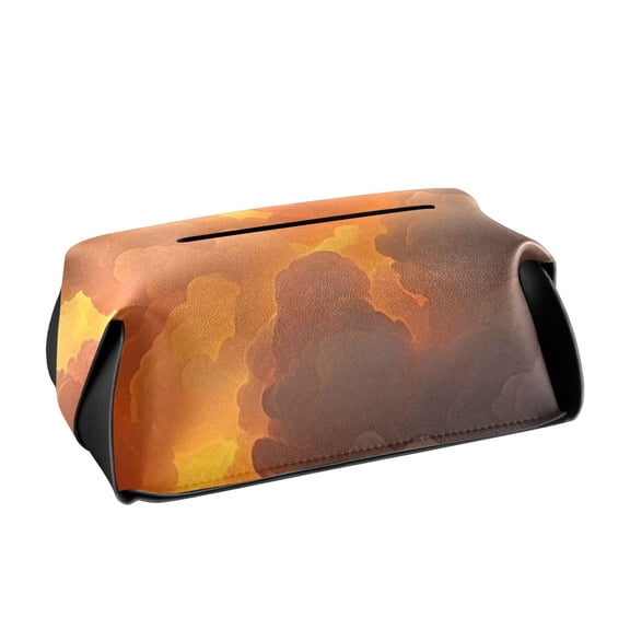 Orange Sunset Cloud Art Tissue Box Cover Leather Square Rectangle Tissue Box Holder for Bathroom Living Room Desk Office Decor
