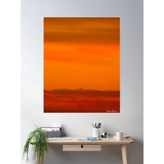 Orange Sunset Cloudy Sky Poster Wall Art, Modern Wall Decor For Living Room Bedroom, 24x36 UNFRAMED