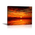 thumbnail image 1 of Orange Sunset Ocean Framed Canvas Wall Art, Modern Decor for Living Room Bedroom Bathroom Office Ready to Hang12"L x 8"W, 1 of 10