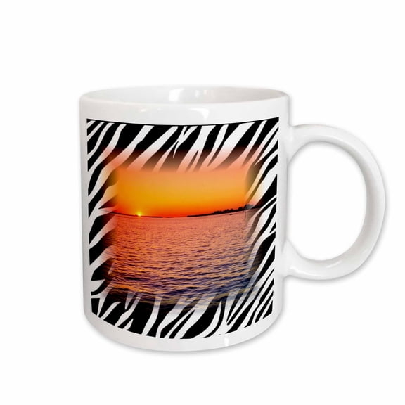 3drose, Orange Sunset on Zebra, 15oz Mug