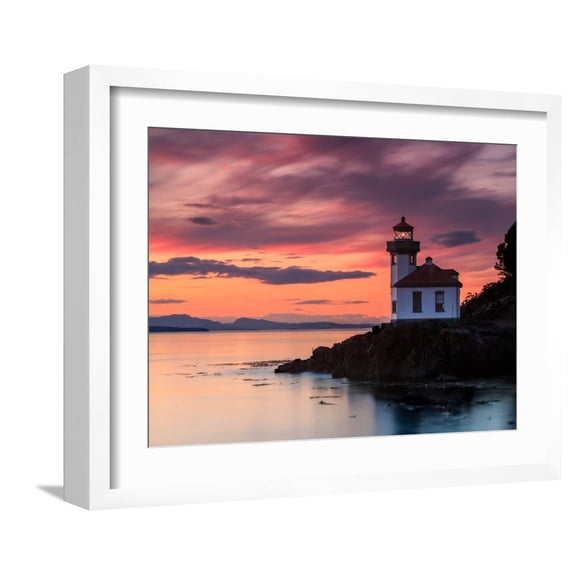Orange Sunset at Lime Kiln Lighthouse Framed Photographic Print by Shawn/Corinne Severn, 16" x 12", Sold by Art.com