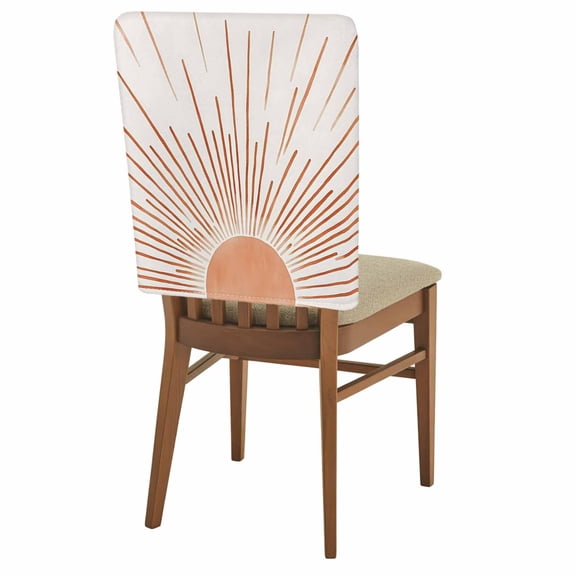 Orange Sunshine Chair Back Covers, Dining Room Back Chair Covers Set of 4, Lines Retro Abstract Middle Century Removable Slipcovers Seat Protector for Kitchen Wedding Party Hotel 19"x20"