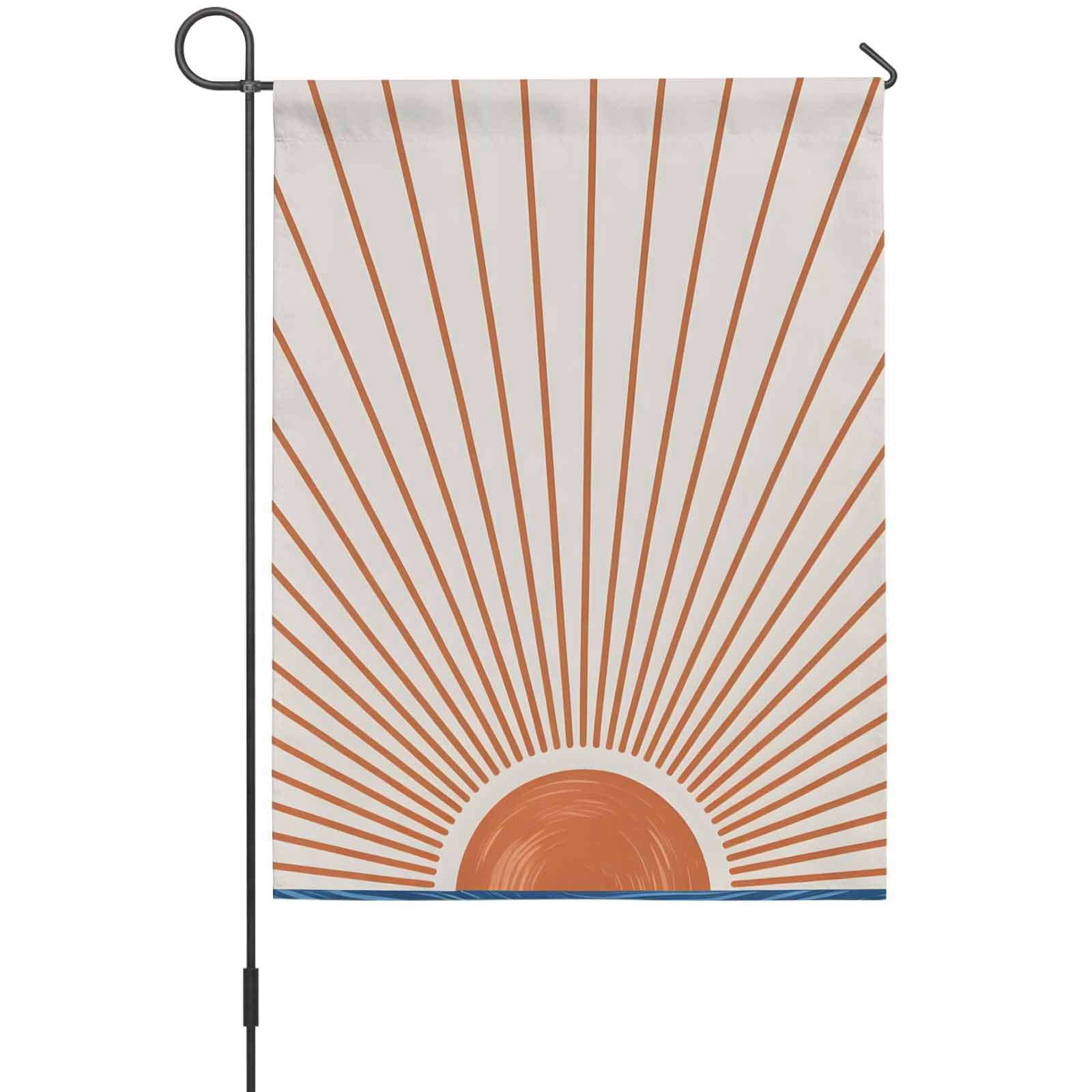 Orange Sunshine House Flag 28 x 40 Inches, Modern Abstract Simple Lines Sunshine Watercolor Sun Beige Weather Proof Outdoor Patio Flags Double Sided Small House Decoration for Yard Lawn Outside Home