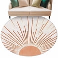 thumbnail image 1 of Orange Sunshine Large Area Rugs for Bedroom Living Room, Soft Non Slip Carpet Bedside Rug, Lines Retro Abstract Middle Century Round Floor Cover Kitchen Accent Rug 8' for Dining Room/Office, 1 of 9