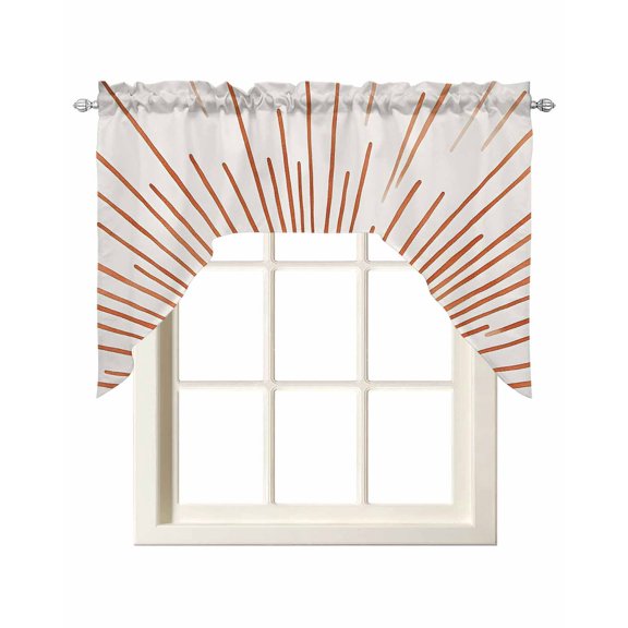 Orange Sunshine Swag Valances for Windows, Small Curtains Drapes, Lines Retro Abstract Middle Century Kitchen Window Curtains Over Sink Window Treatment Valance for Bedroom/Bathroom 56"x36"