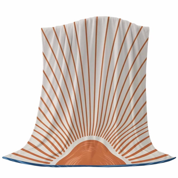 Orange Sunshine Throw Flannel Blanket Modern Abstract Simple Lines Sunshine Watercolor Sun Beige Super Soft Cozy Bed Blanket, Lightweight Plush Fuzzy Bed Throw for Bedroom Sofa Couch 40x50In,