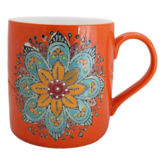 Orange Svadhishthana Sacral Chakra Zen Flower Of Life Mandala Circle Ceramic Mug