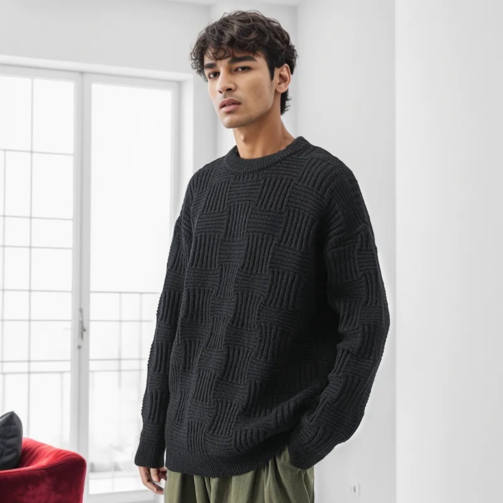 Orange Sweater Mens Sweater Black Casual Knitted Autumn Winter Base Shirt Trendy Couple Sweaters Xxl Walmart